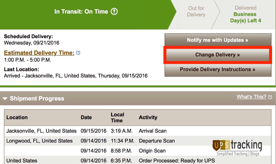 ups delivery map not updating